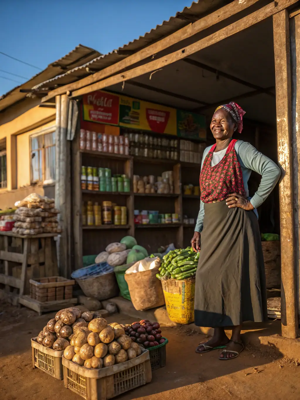 An SMB owner standing proudly in their local business, interacting with customers and overseeing operations, representing the hands-on approach and community focus.